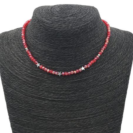 ROJO AB ESTRELLAS REGULABLE 37+6CM TIPO CHOKER GARGANTILLA COLLAR