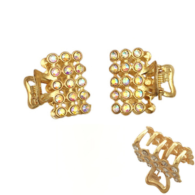 DORADO PAR 2 BROCHES IGUALES C/ CIRCULOS DE STRASS CRISTAL O CRISTAL AB SURTIDOS NO A ELECCION TIPO COCODRILO