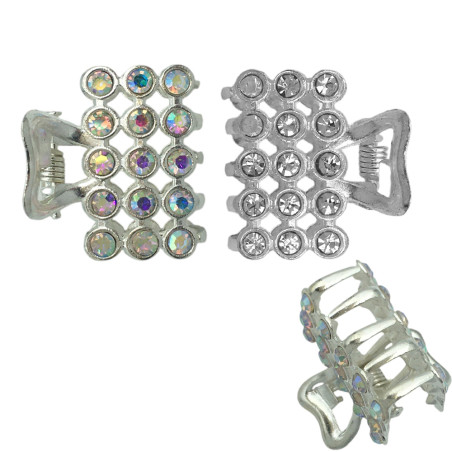 PAR 2 BROCHES IGUALES C/ CIRCULOS DE STRASS CRISTAL O CRISTAL AB SURTIDOS NO A ELECCION TIPO COCODRILO