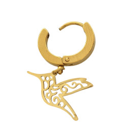 DORADO PAR COLIBRI PICAFLOR CALADO C/ CURVAS EN BISAGRA DE 13MM ARO