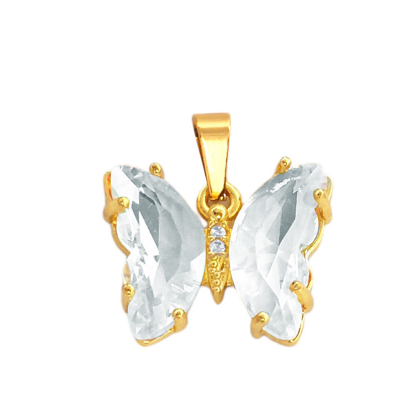 DORADO CRISTAL 11.5*10MM MARIPOSA MINI CRISTALES FACETADO Y CENTRO DE STRASS CRISTAL DIJE