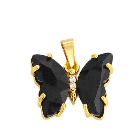 DORADO NEGRO 11.5*10MM MARIPOSA MINI CRISTALES FACETADO Y CENTRO DE STRASS CRISTAL DIJE
