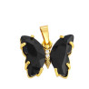 DORADO NEGRO 11.5*10MM MARIPOSA MINI CRISTALES FACETADO Y CENTRO DE STRASS CRISTAL DIJE