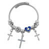 TIPO PANDORA TRES CRUCES Y OJO EN CORAZON AZUL ESCLAVA PULSERA