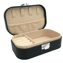 RECTANGULAR NEGRO ALHAJERO PRACTICO DE VIAJE O BOLSO CHICO