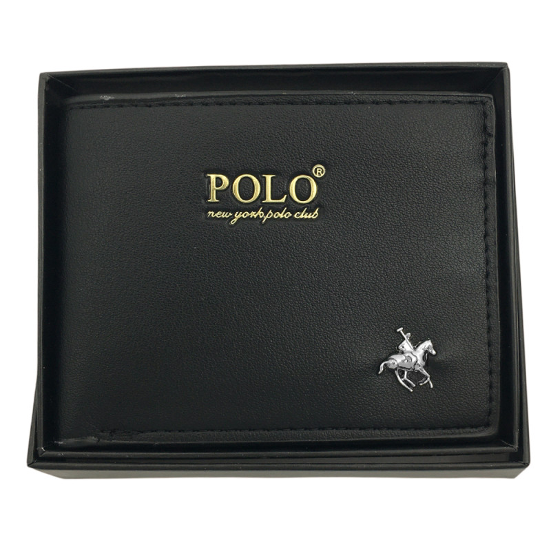NEGRO C/ JUGADOR DE POLO BILLETERA HOMBRE CLASICA URBANA EN CAJA