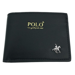 NEGRO C/ JUGADOR DE POLO BILLETERA HOMBRE CLASICA URBANA EN CAJA