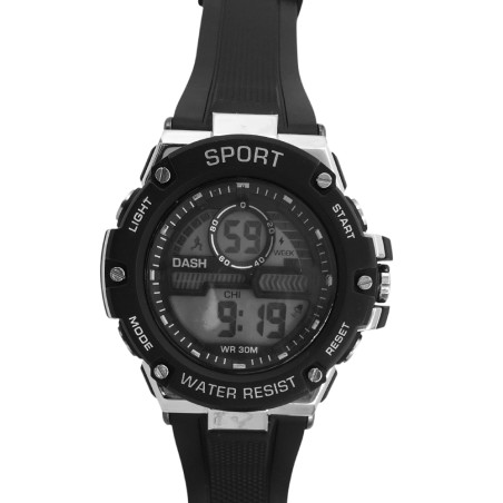 CROMADO C/ NEGRO DEPORTIVO CUADRANTE GRANDE RELOJ