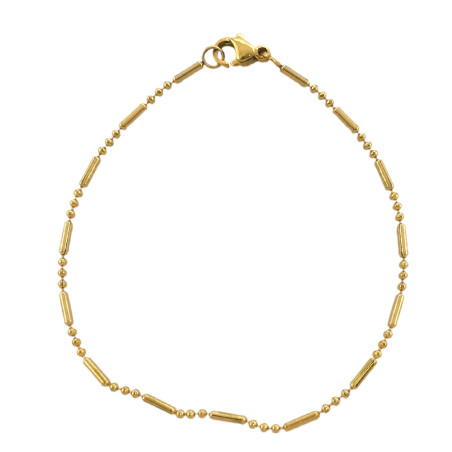 DORADO TRES BOLITAS Y UN TUBITO REPETICION 1.6MM-19CM PULSERA