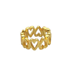 DORADO CORAZONES INVERTIDOS UNIDAD SOLITARIO CUFF BIDU FANTASIA FINA BRONCE ARO