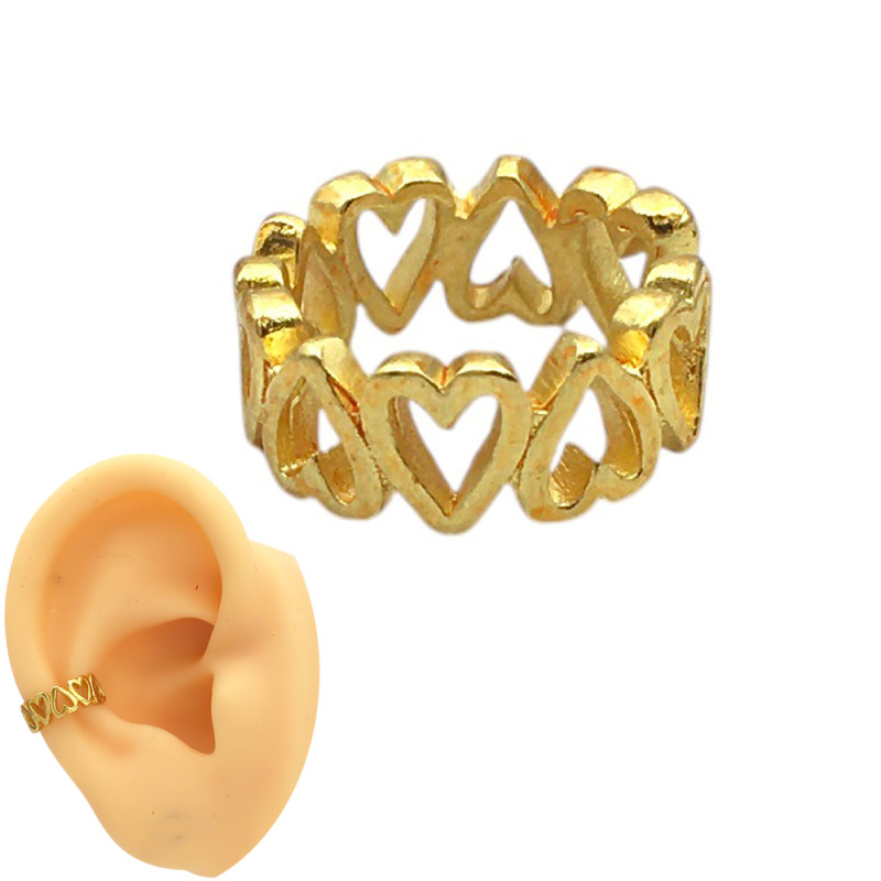DORADO CORAZONES INVERTIDOS UNIDAD SOLITARIO CUFF BIDU FANTASIA FINA BRONCE ARO