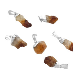 1 PIEDRA NATURAL BRUTA CITRINO DROP Y AGARRE BRONCE BAÑADO EN PLATA DIJE