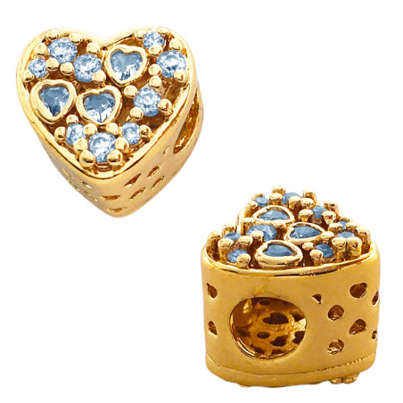 DORADO UNIDAD (1) CHARM CORAZON C/ CUBIC PASANTE DIJE