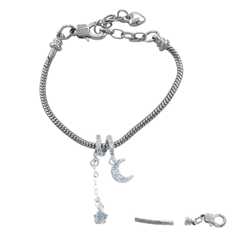 TIPO PANDORA C/ DOS DIJES COLGANTES A ROSCA SE PUEDE PASAR MAS CHARM 2.8MM-16+5CM PULSERA