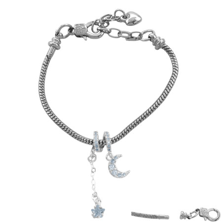 TIPO PANDORA C/ DOS DIJES COLGANTES A ROSCA SE PUEDE PASAR MAS CHARM 2.8MM-16+5CM PULSERA