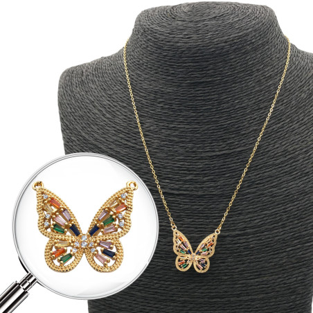 DORADO MARIPOSA C/ CUBIC DE VARIOS COLORES 45CM COLLAR