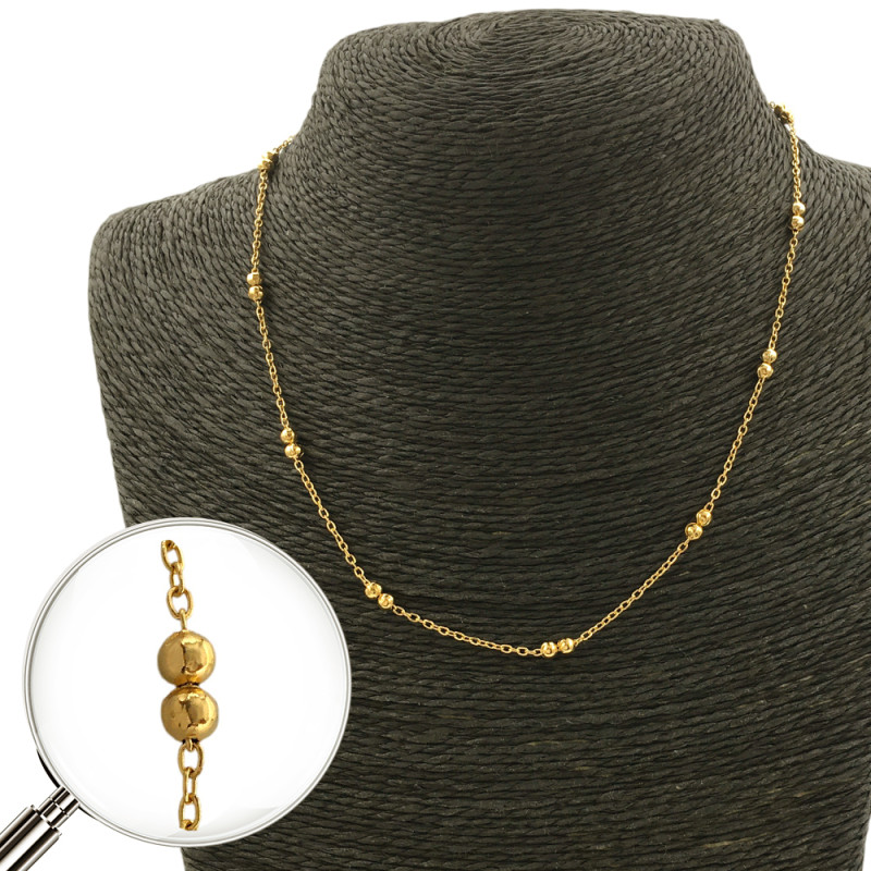 DORADO ESPEJO 0.4 C/ DOBLE BOLITAS DE 3.8MM-45CM CADENA