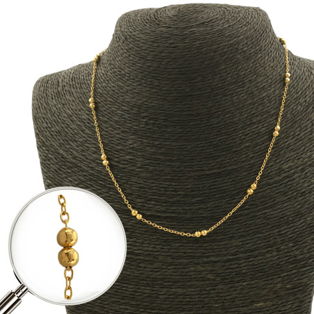 DORADO ESPEJO 0.4 C/ DOBLE BOLITAS DE 3.8MM-45CM CADENA