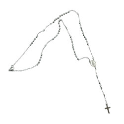 3MM ROSARIO CRUZ RECTA LISA Y CENTRO VIRGEN (UNISEX)