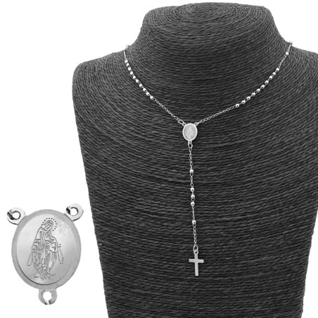 3MM ROSARIO CRUZ RECTA LISA Y CENTRO VIRGEN (UNISEX)