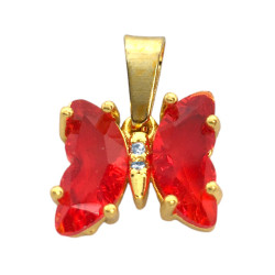 DORADO ROJO 11.5*10MM MARIPOSA MINI CRISTALES FACETADO Y CENTRO DE STRASS CRISTAL DIJE
