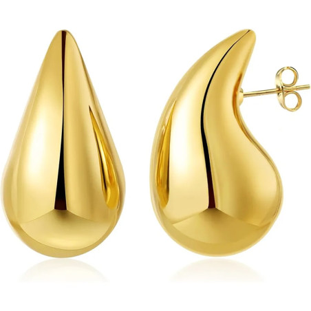 DORADO GOTA 3D CHICA 13*8MM FANTASIA FINA AROS