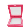 MEDIANO 9*9CM CAJA FUCSIA EXHIBIDOR FLOTANTE ESTUCHE CUADRADO TRANSPARENTE SIN BASE
