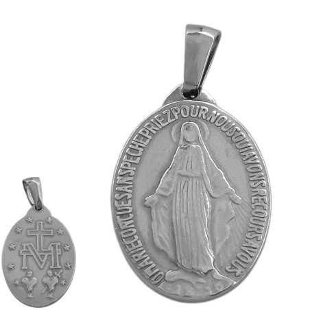 CHICA 12*18MM VIRGEN MEDALLA MILAGROSA C/ RELIEVE OVALADA AMBAS CARAS DIJE
