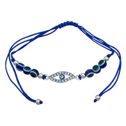 BLISTER x12 HILO AZUL OJOS TURCOS BOLITA Y DIJES C/ STRASS Y OJOS TURCOS SURTIDAS PULSERA / TOBILLERA