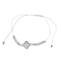 BLISTER x12 HILO TREBOL TIPO VAN CLEEF BLANCO / NEGRO PULSERA / TOBILLERA