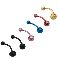 BLISTER x12 SURTIDO COLORES METALIZADO OMBLIGO CURVO C/ STRASS PIERCING