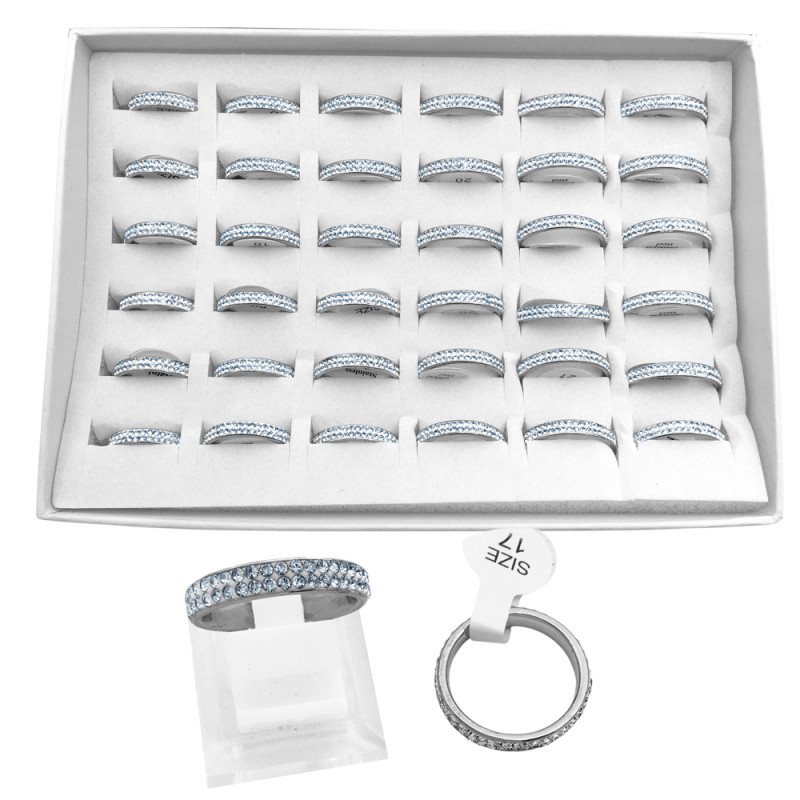 CAJA x36 DOS LINEAS DE STRASS ANILLO