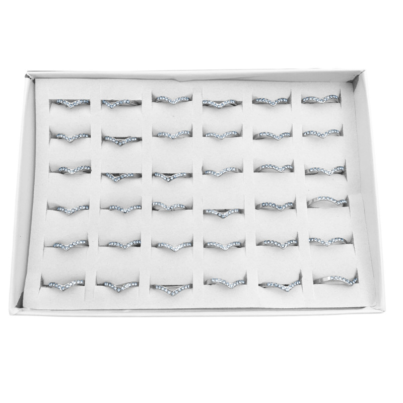 CAJA X36 ANILLOS V BRILLANTE (TALLES 16-17-18-18-19-20) ANILLO
