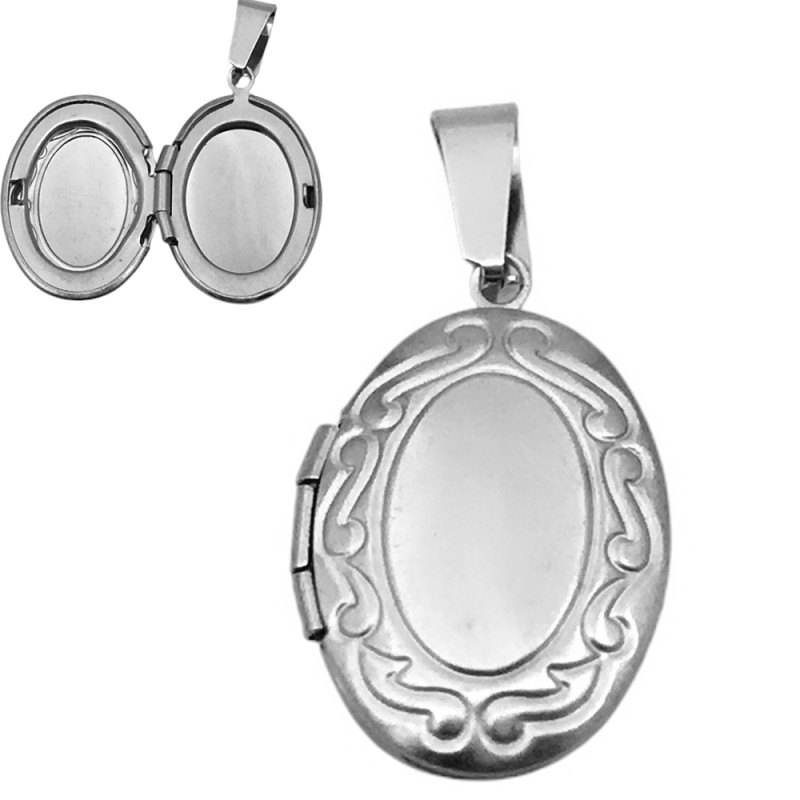 RELICARIO OVALADO 16.5*21MM C/ RELIEVES AL BORDE DIJE