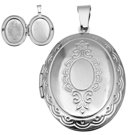 RELICARIO OVALADO 23*30MM C/ RELIEVES AL CENTRO Y BORDE DIJE