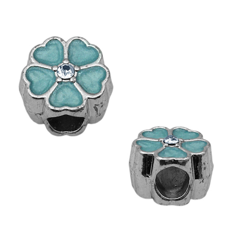 UNIDAD (1) CHARM FLOR CELESTE PASANTE DIJE