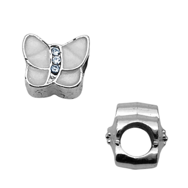 UNIDAD (1) CHARM MARIPOSA BLANCA PASANTE DIJE