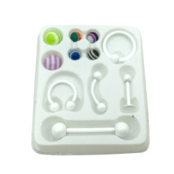 BLANCO KIT PIERCING INTERCAMBIABLES (EL COLOR DE LAS BOLITAS CAMBIA EN TODOS LOS BLISTER) PIERCING