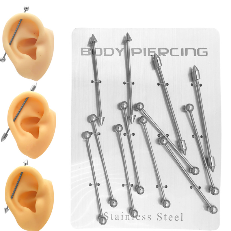 BLISTER X12 BARRAS PUNTA ANCHA LARGAS 55MM SURTIDAS C:12A PIERCING