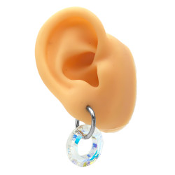 2 (DOS) PARES CIRCULOS FACETADOS TORNASOLADOS EN BISAGRA ARO