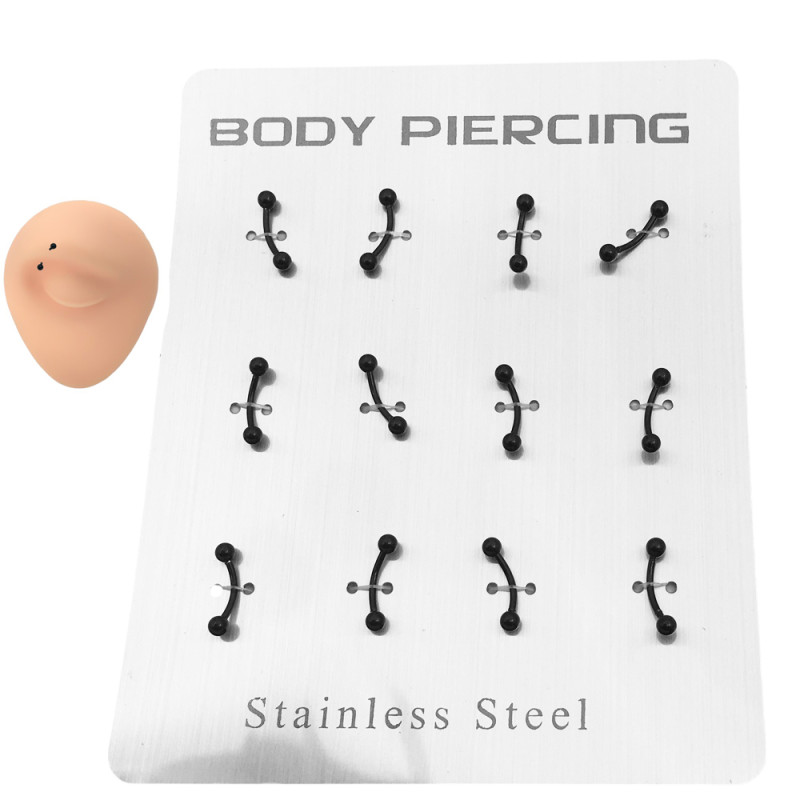 NEGRO BLISTER x12 CEJA BOLITA NEGRO PIERCING