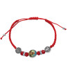 HILO ROJO SAN EXPEDITO COLOR Y C/ 2 DIJES DOBLE CARA SAN BENITO Y 4 BOLITAS ANCHO 4MM REGULABLE PULSERA / TOBILLERA