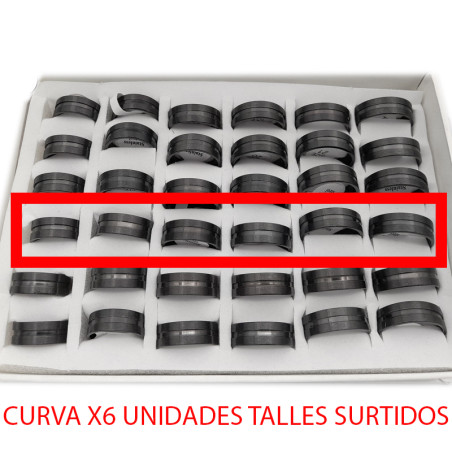 CURVA X6 UNIDADES ALIANZA C/ HENDIDURA NEGRA 8MM ANILLO