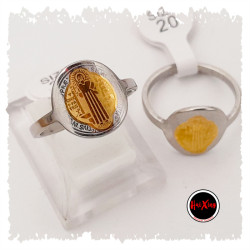 CURVA X6 ANILLOS COMBINADO IMAGEN CRUZ SAN BENITO C/ DORADO ANILLO