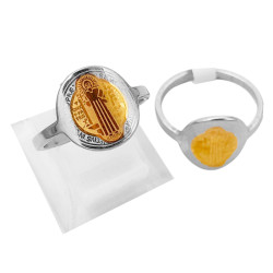 CURVA X6 ANILLOS COMBINADO IMAGEN CRUZ SAN BENITO C/ DORADO ANILLO