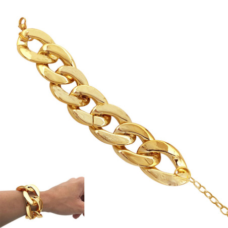 DORADA 20MM-22+3CM REGULABLE LIVIANA GROUMET PLANA SUPER ANCHA FANTASIA FINA PULSERA