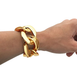 DORADA 20MM-22+3CM REGULABLE LIVIANA GROUMET PLANA SUPER ANCHA FANTASIA FINA PULSERA