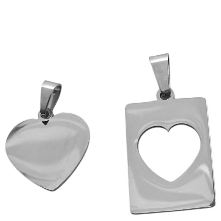 RECTANGULO CALADO Y CORAZON PARA COMPARTIR DIJE