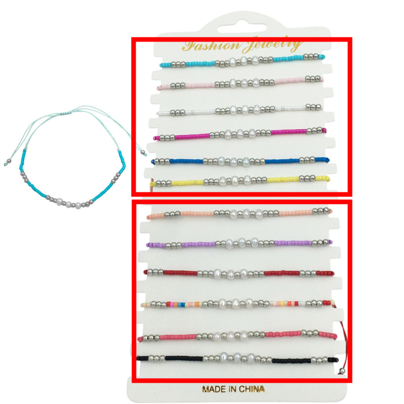 MEDIO BLISTER x6 HILO MOSTACILLAS BOLITAS Y PERLAS SURTIDO COLOR PULSERA / TOBILLERA