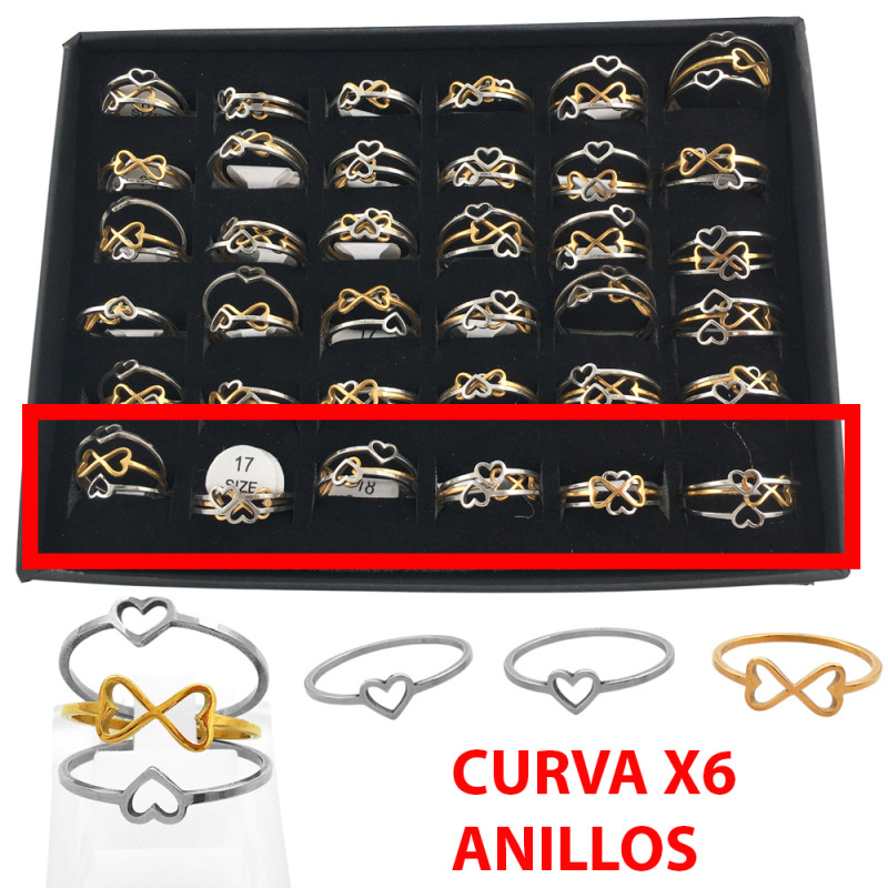 CURVA X6 ANILLOS TREBOL CORAZON DIVISIBLE ANILLO